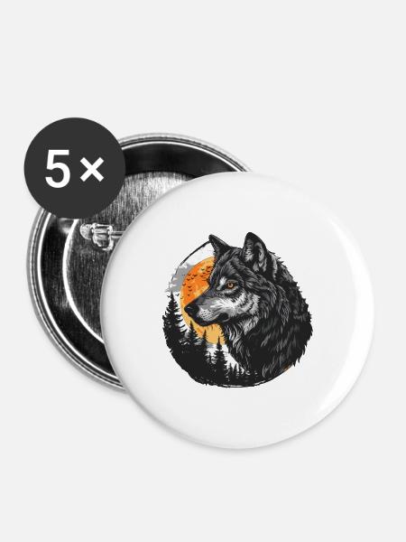 Wolfsblut - Buttons groß 56 mm (5er Pack) - Weiß