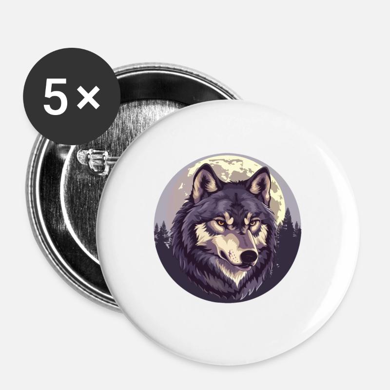 Wolf's Blood - Buttons large 2.2''/56 mm (5-pack) - white