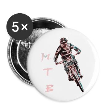 vtt descente - Lot de 5 grands badges (56 mm) - blanc - Devant