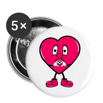 Coeur MR - Lot de 5 grands badges (56 mm) - blanc - Devant