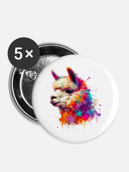 Alpaka - Buttons groß 56 mm (5er Pack) - Weiß