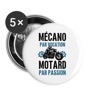 mécanicien et motard 3 - Lot de 5 grands badges (56 mm) - blanc - Devant