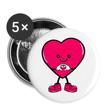 Coeur Bande Dessinée - Lot de 5 grands badges (56 mm) - blanc - Devant