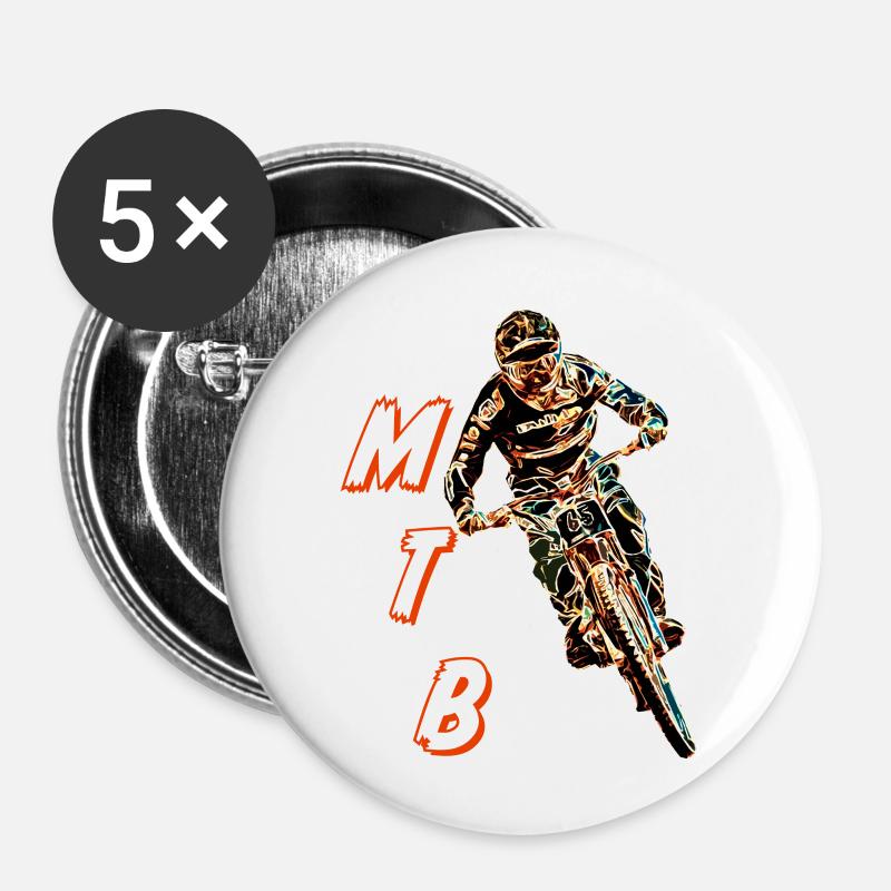 Downhill mountain biking - Buttons large 2.2''/56 mm (5-pack) - white