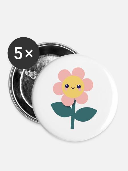 Blume - Buttons groß 56 mm (5er Pack) - Weiß