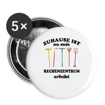 Zuhause ist wo mein Rechenzentrum arbeitet, Garten - Buttons groß 56 mm (5er Pack) - Weiß - Vorne