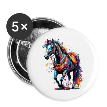 Clown Animal / Circus / Funny / Colorful / Show / Horse - Buttons large 2.2''/56 mm (5-pack) - white - Front