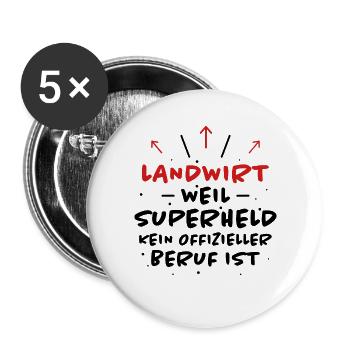 Landwirt Spruch Traktor Lustiges Landwirt Geschenk - Buttons groß 56 mm (5er Pack) - Weiß - Vorne