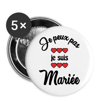 I CAN'T I'M MARRIED - Buttons large 2.2''/56 mm (5-pack) - white - Front