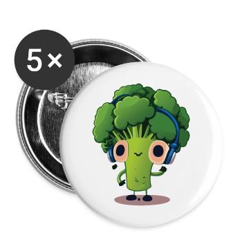 Bubatz - DJ - Musik - Legalize it - Brokkoli - Buttons groß 56 mm (5er Pack) - Weiß - Vorne