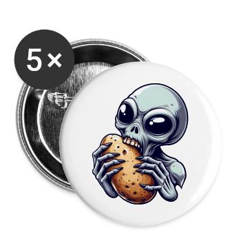 Alien Bites Potato Alien Science Ficti - Buttons large 2.2''/56 mm (5-pack) - white - Front