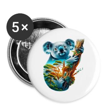 Koala - Buttons groß 56 mm (5er Pack) - Weiß - Vorne