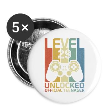 Level 29 Freigeschalteter offizieller Teenager - Buttons groß 56 mm (5er Pack) - Weiß - Vorne