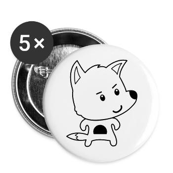 fuchs comic - Buttons groß 56 mm (5er Pack) - Weiß - Vorne