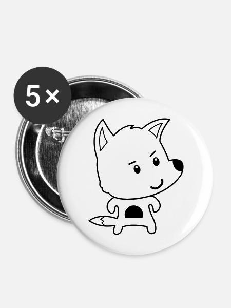 fuchs comic - Buttons groß 56 mm (5er Pack) - Weiß