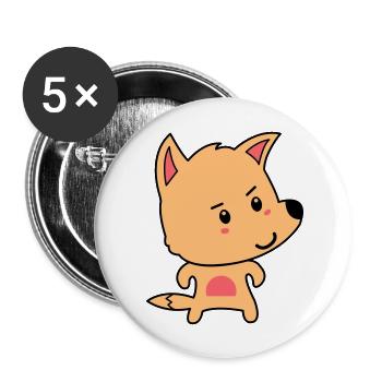 fuchs comic - Buttons groß 56 mm (5er Pack) - Weiß - Vorne