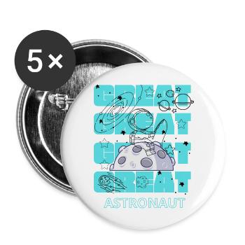GROSSARTIGER ASTRONAUT - Buttons groß 56 mm (5er Pack) - Weiß - Vorne