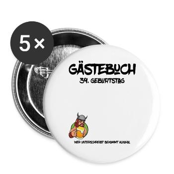 39. Geburtstag | Gästebuch Design - Buttons groß 56 mm (5er Pack) - Weiß - Vorne