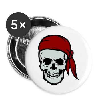 skull pirate - Buttons large 2.2''/56 mm (5-pack) - white - Front