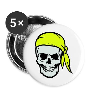 Skull Pirate Ahoy - Buttons large 2.2''/56 mm (5-pack) - white - Front