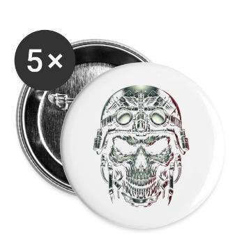 Aviator Skull Pilot - Buttons large 2.2''/56 mm (5-pack) - white - Front