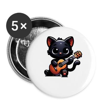 Musician Black Cat Guitarist Bombay Cats - Buttons large 2.2''/56 mm (5-pack) - white - Front