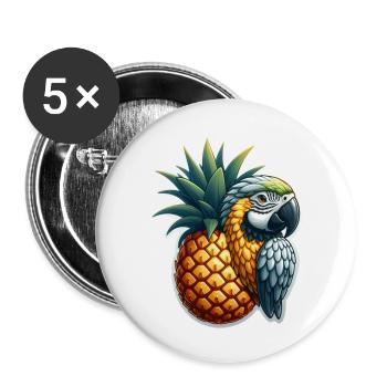 Parrot on a pineapple - Buttons large 2.2''/56 mm (5-pack) - white - Front