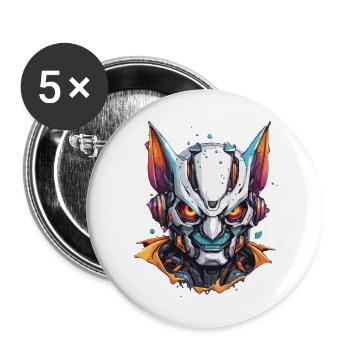 Robot Animal / AI / Mechanized Animals / Comic - Buttons large 2.2''/56 mm (5-pack) - white - Front