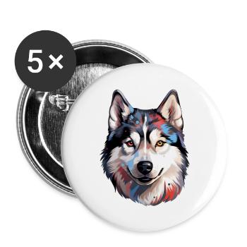 Siberian Husky - Buttons groß 56 mm (5er Pack) - Weiß - Vorne