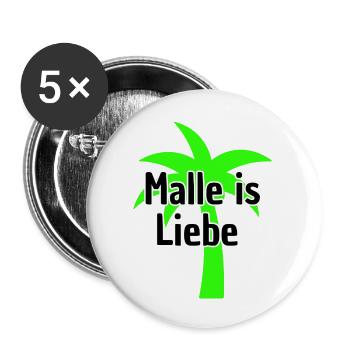 Malle ist Liebe Palme - Buttons groß 56 mm (5er Pack) - Weiß - Vorne