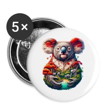 Koala - Buttons groß 56 mm (5er Pack) - Weiß - Vorne