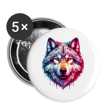 Wolf - Buttons large 2.2''/56 mm (5-pack) - white - Front