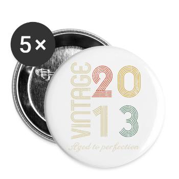 Cadeau d’anniversaire 11 ans - 2013 - Lot de 5 grands badges (56 mm) - blanc - Devant