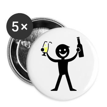 Boire une bouteille de bière - Lot de 5 grands badges (56 mm) - blanc - Devant