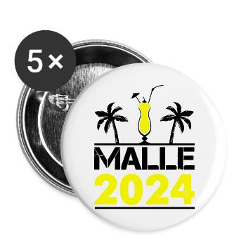 malle 2024 - Buttons groß 56 mm (5er Pack) - Weiß - Vorne