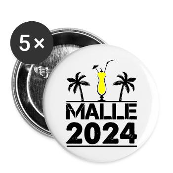 malle 2024 - Buttons groß 56 mm (5er Pack) - Weiß - Vorne
