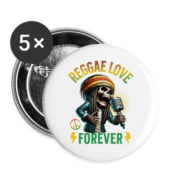 Reggae Love Forever Music - Buttons groß 56 mm (5er Pack) - Weiß - Vorne