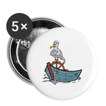 Mouette Sailor Bateau Maritime Sailor Ahoy - Lot de 5 grands badges (56 mm) - blanc - Devant