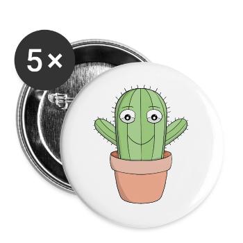 A cute smiling cactus - Buttons large 2.2''/56 mm (5-pack) - white - Front