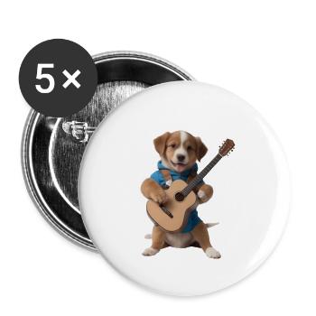 Puppy Dog Gitarre - Buttons groß 56 mm (5er Pack) - Weiß - Vorne