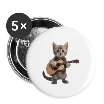 Cat Kitten Gitarre - Buttons groß 56 mm (5er Pack) - Weiß - Vorne