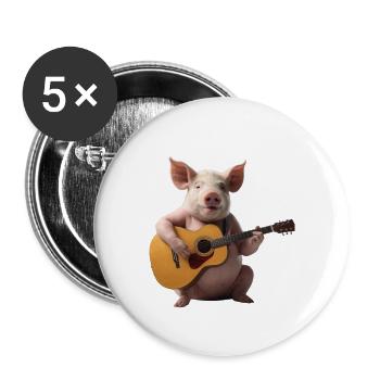 Pig Gitarre - Buttons groß 56 mm (5er Pack) - Weiß - Vorne