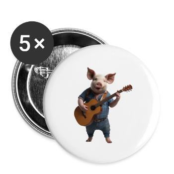 Pig Gitarre - Buttons groß 56 mm (5er Pack) - Weiß - Vorne