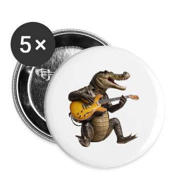 Krokodil-Gitarre - Buttons groß 56 mm (5er Pack) - Weiß - Vorne