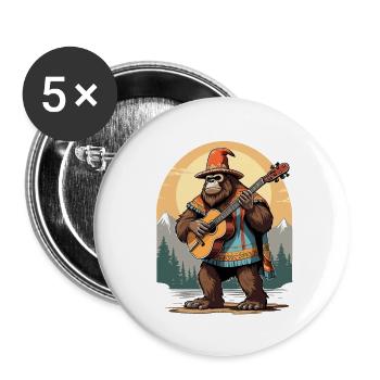 Bigfoot Mexican Mariachi Guitar Fiesta - Buttons large 2.2''/56 mm (5-pack) - white - Front