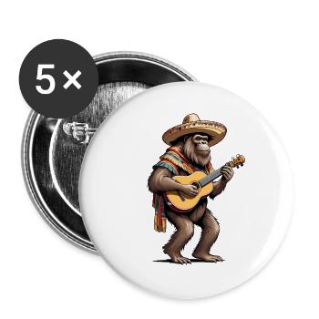 Bigfoot Mexican Mariachi Guitarist Fiesta - Buttons large 2.2''/56 mm (5-pack) - white - Front