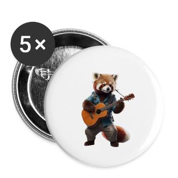 Red Panda Gitarre - Buttons groß 56 mm (5er Pack) - Weiß - Vorne