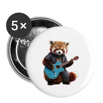 Red Panda Gitarre - Buttons groß 56 mm (5er Pack) - Weiß - Vorne