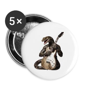 Schlangen-Gitarre - Buttons groß 56 mm (5er Pack) - Weiß - Vorne