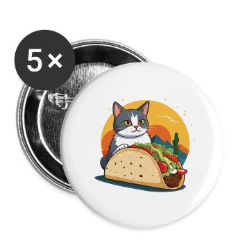 Taco Katze Cinco De Mayo Lustiges Aesthetic Design - Buttons groß 56 mm (5er Pack) - Weiß - Vorne